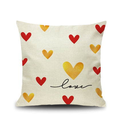 2 PCS Love Couple Valentine Day Gift Linen Pillowcase Car Sofa Cushion, Without Pillow Core, Size: 45x45cm(R-PQL004)-garmade.com