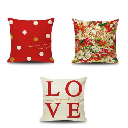 2 PCS Love Couple Valentine Day Gift Linen Pillowcase Car Sofa Cushion, Without Pillow Core, Size: 45x45cm(R-PQL006)-garmade.com