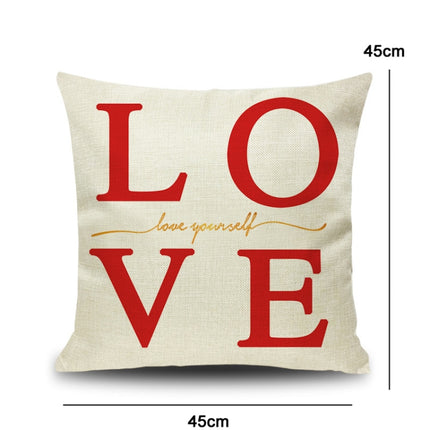 2 PCS Love Couple Valentine Day Gift Linen Pillowcase Car Sofa Cushion, Without Pillow Core, Size: 45x45cm(R-PQL004)-garmade.com