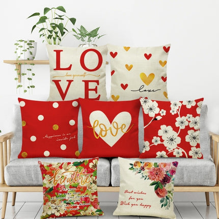 2 PCS Love Couple Valentine Day Gift Linen Pillowcase Car Sofa Cushion, Without Pillow Core, Size: 45x45cm(R-PQL007)-garmade.com