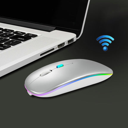 Y20 4 Keys Colorful Glow Charging Mute Mouse Notebook Game Wireless Mouse, Colour: 2.4G + Bluetooth (Silver)-garmade.com