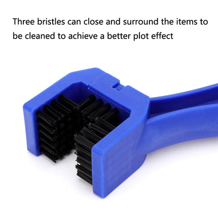 5 PCS BG-7168 Bicycle And Motorcycle Cleaning Brush Three-Sided Chain Brush, Colour: Blue-garmade.com