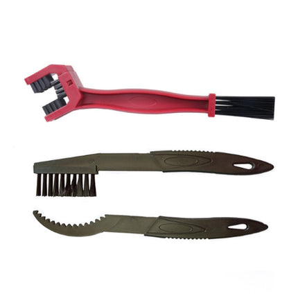 5 Set BG-7168 Bicycle And Motorcycle Cleaning Brush Three-Sided Chain Brush, Colour: Red + Small Brush-garmade.com