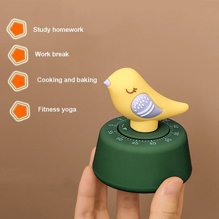 Tweet Bird Countdown Timer Student Learning Time Manager Kitchen Timer Mechanical Reminder(Yellow)-garmade.com