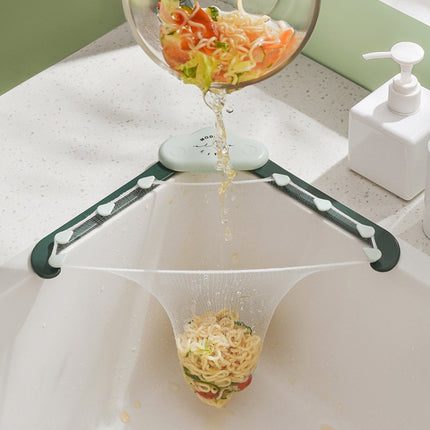 Cloud Drain Rack Disposable Kitchen Waste Filter For Leftovers By The Sink With 50 PCS Net Bag(Cream Green)-garmade.com