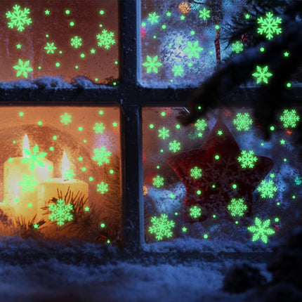 1set Christmas Luminous Fluorescent Snowflake Decoration Sticker,Style: BQ028 With Glue-garmade.com