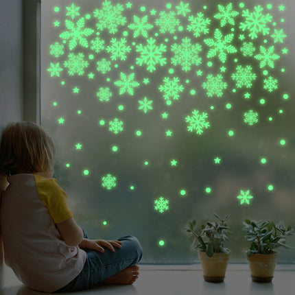 1set Christmas Luminous Fluorescent Snowflake Decoration Sticker,Style: BQ028 Static Electricity-garmade.com