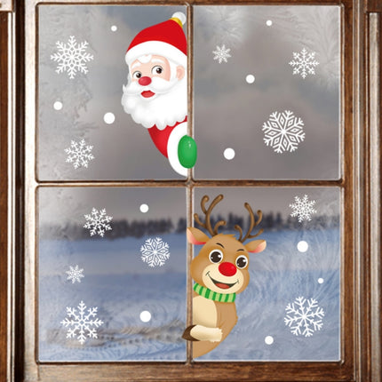 XC008 1set Christmas Window Grille Sticker Santa Claus Elk Glass Window Decoration-garmade.com