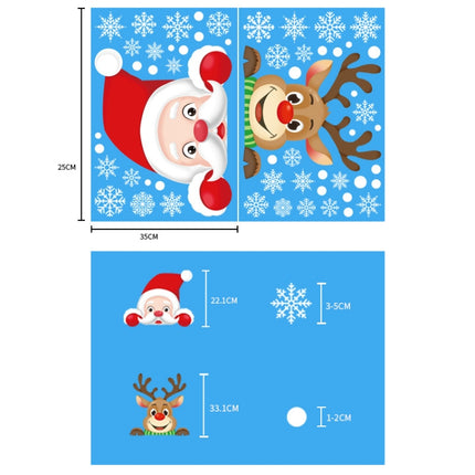 XC009 1set Christmas Window Grille Sticker Santa Claus Elk Glass Window Decoration-garmade.com