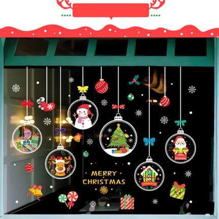 BQ027 1set Christmas Window Grille Sticker Santa Claus Elk Glass Window Decoration-garmade.com