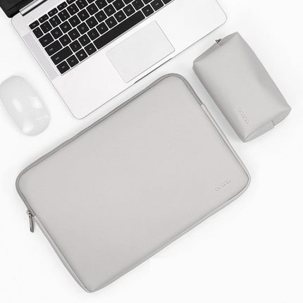 Baona BN-Q001 PU Leather Laptop Bag, Colour: Gray + Power Bag, Size: 13/13.3/14 inch-garmade.com