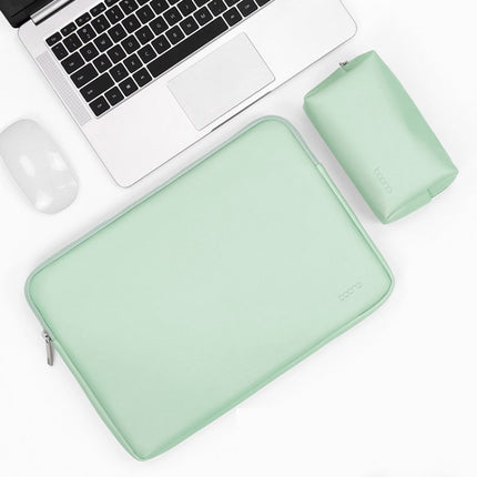 Baona BN-Q001 PU Leather Laptop Bag, Colour: Mint Green + Power Bag, Size: 11/12 inch-garmade.com