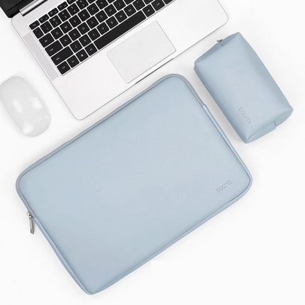 Baona BN-Q001 PU Leather Laptop Bag, Colour: Sky Blue + Power Bag, Size: 15/15.6 inch-garmade.com