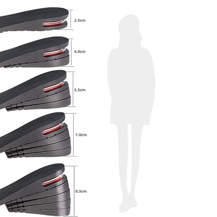 2 Pairs 032 Adjust Inner Height Insole Free Size Cutable Insole, Colour: Black Single Layer (about 2.5cm)-garmade.com