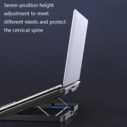 ICE COOREL Laptop Aluminum Alloy Radiator Fan Silent Notebook Cooling Bracket, Colour: Six-Fan Space Silver-garmade.com