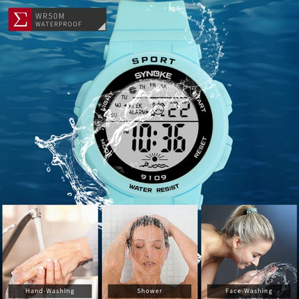 SYNOKE 9109 Student Multifunctional Waterproof Colorful Luminous Electronic Watch(Black)-garmade.com