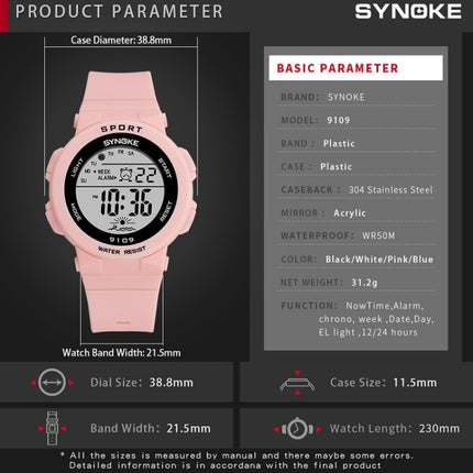 SYNOKE 9109 Student Multifunctional Waterproof Colorful Luminous Electronic Watch(Pink)-garmade.com