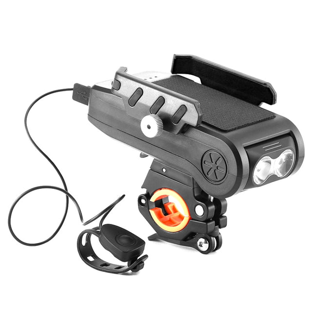 BG-2021 Bicycle Front Light 4 In 1 Mobile Phone Holder Horn Light Mountain Bike Front Light, Colour: 4000 MAH Black-garmade.com