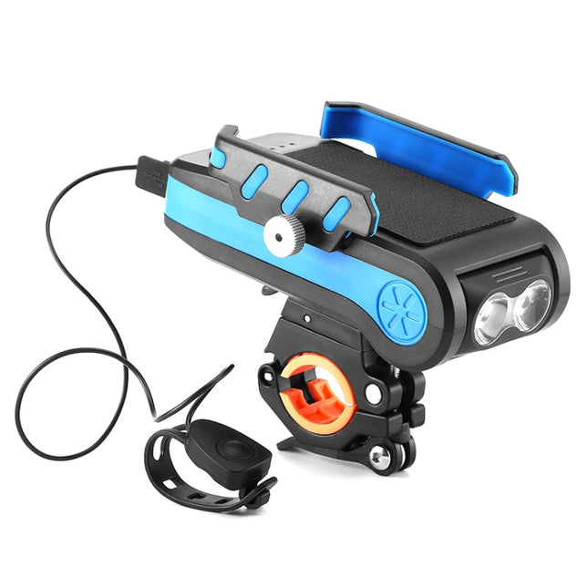 BG-2021 Bicycle Front Light 4 In 1 Mobile Phone Holder Horn Light Mountain Bike Front Light, Colour: 4000 MAH Blue-garmade.com