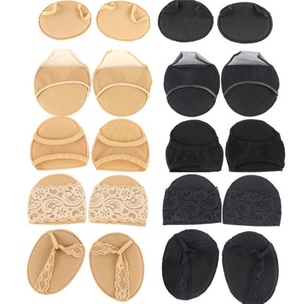 5 Pairs Invisible And Comfortable Sponge Thickened Half Pad Sweat-Absorbent And Breathable Forefoot Pad(Flower Black)-garmade.com