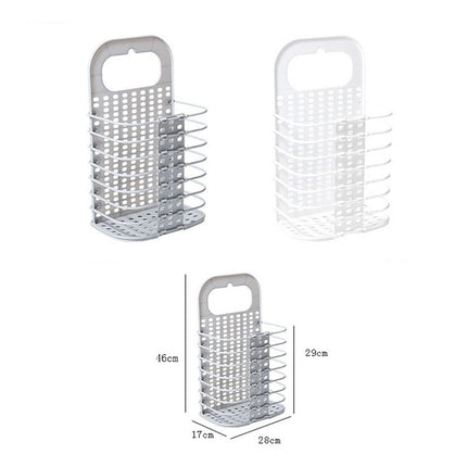 Household Bathroom Wall-Mounted Perforation-Free Folding Dirty Clothes Basket Toy Storage Basket(Grey)-garmade.com