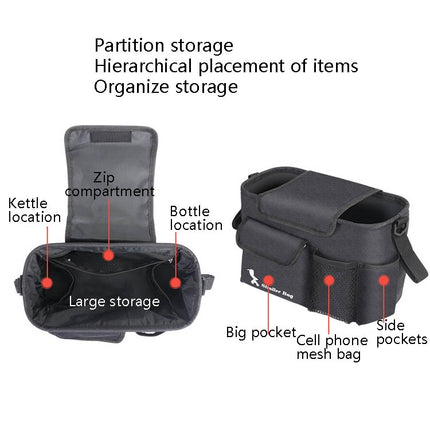 Stroller Hanging Bag Storage Bag Large-Capacity Out Children Suede Storage Bag(Black)-garmade.com