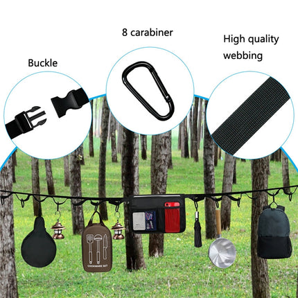 Outdoor Camping Clothesline 16 Rings Tent Straps Lanyard-garmade.com