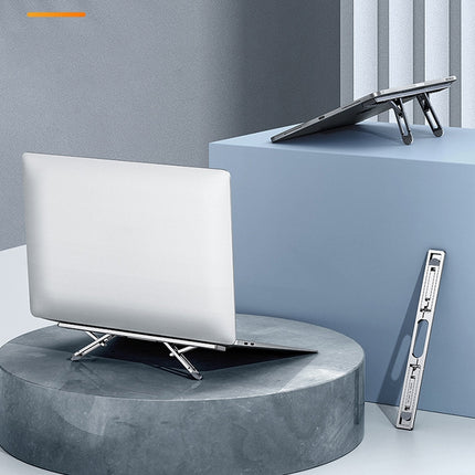 Oatsbasf K01 Adjustable Desktop Heightening Base Aluminum Alloy Radiator Folding Laptop Stand(Gray)-garmade.com