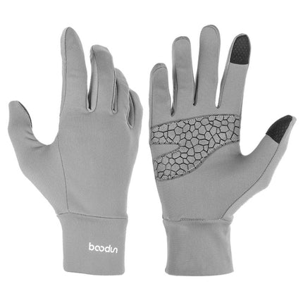 BOODUN B271054 Outdoors Ridding Full Finger Gloves Mountaineering Silicone Sliding Touch Screen Gloves, Size: M(Grey)-garmade.com