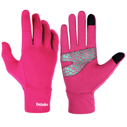 BOODUN B271054 Outdoors Ridding Full Finger Gloves Mountaineering Silicone Sliding Touch Screen Gloves, Size: M(Rose Red)-garmade.com