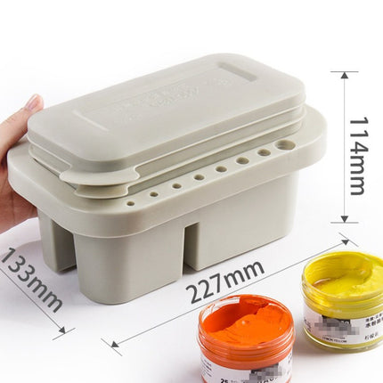 2 PCS Fine Art Oil Painting Students Multi-Purpose Pen-Washing Bucket Three-In-One Brush Holder With Palette Inside(Hand-held)-garmade.com
