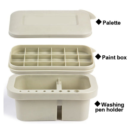 2 PCS Fine Art Oil Painting Students Multi-Purpose Pen-Washing Bucket Three-In-One Brush Holder With Palette Inside(Hand-held)-garmade.com