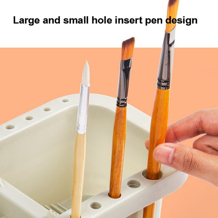 2 PCS Fine Art Oil Painting Students Multi-Purpose Pen-Washing Bucket Three-In-One Brush Holder With Palette Inside(Hand-held)-garmade.com