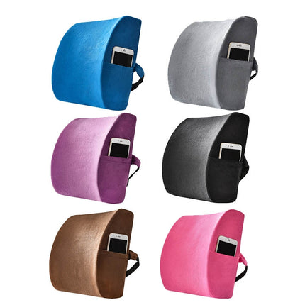 Office Waist Cushion Car Pillow With Pillow Core, Style: Memory Foam(Suede Rose Red)-garmade.com