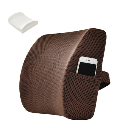 Office Waist Cushion Car Pillow With Pillow Core, Style: Memory Foam(Mesh Brown)-garmade.com