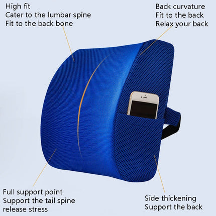 Office Waist Cushion Car Pillow With Pillow Core, Style: Memory Foam(Suede Royal Blue)-garmade.com