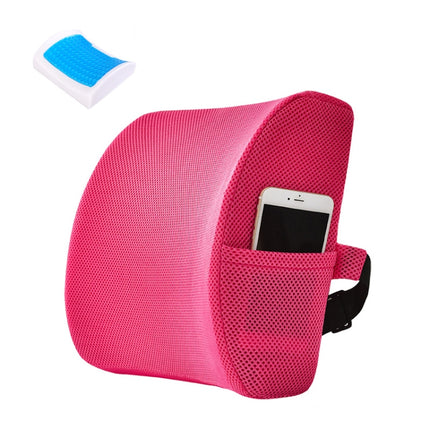 Office Waist Cushion Car Pillow With Pillow Core, Style: Gel Type(Mesh Rose Red)-garmade.com