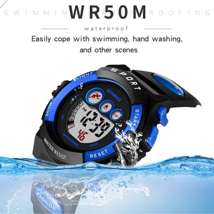 SYNOKE 9802 Children Sports Waterproof Digital Watch(Blue White)-garmade.com