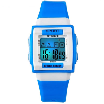 SYNOKE 66188 Student Square Dial Colorful Luminous Waterproof Electronic Watch(Blue)-garmade.com