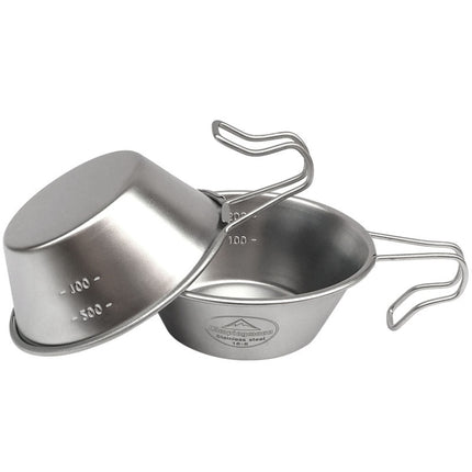 Campingmoon S220 Outdoor Portable Thickened Stainless Steel Bowl Camping Multi-Purpose Cutlery(Metallic)-garmade.com