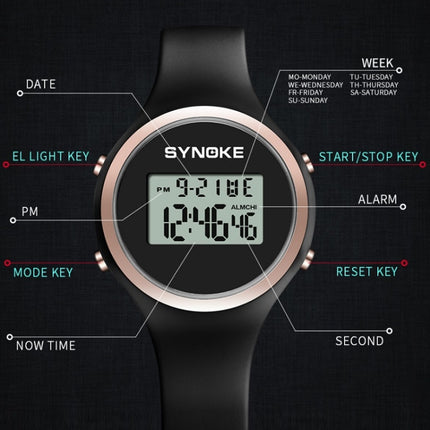 SYNOKE 9108 Student Silicone Strap Electronic Watch(Pink)-garmade.com