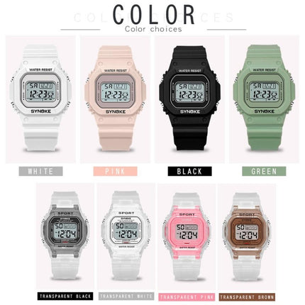 SYNOKE 9620 Couple Sports Plastic Strap Electronic Watch(Transparent Pink)-garmade.com