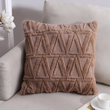 Double-Sided Plush Pillow Home Sofa Cushion Pillowcase, Size: 45x45cm Without Core(Brown Triangle)-garmade.com