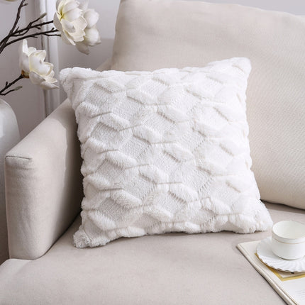 Double-Sided Plush Pillow Home Sofa Cushion Pillowcase, Size: 45x45cm Without Core(White Riling)-garmade.com