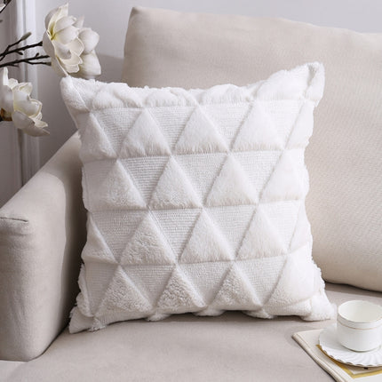 Double-Sided Plush Pillow Home Sofa Cushion Pillowcase, Size: 45x45cm Without Core(White Positive Triangle)-garmade.com
