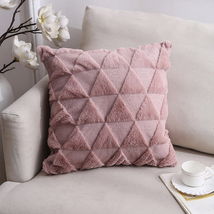 Double-Sided Plush Pillow Home Sofa Cushion Pillowcase, Size: 45x45cm Without Core(Pink Positive Triangle)-garmade.com