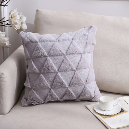 Double-Sided Plush Pillow Home Sofa Cushion Pillowcase, Size: 45x45cm Without Core(Gray Positive Triangle)-garmade.com