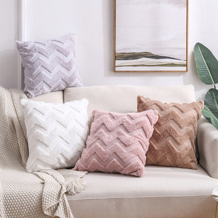Double-Sided Plush Pillow Home Sofa Cushion Pillowcase, Size: 45x45cm Without Core(Pink Riling)-garmade.com