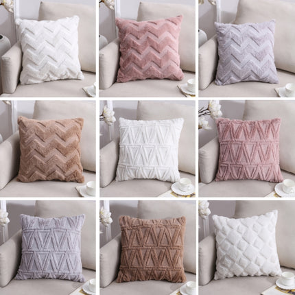 Double-Sided Plush Pillow Home Sofa Cushion Pillowcase, Size: 45x45cm Pillowcase + Core(White Big Waves)-garmade.com