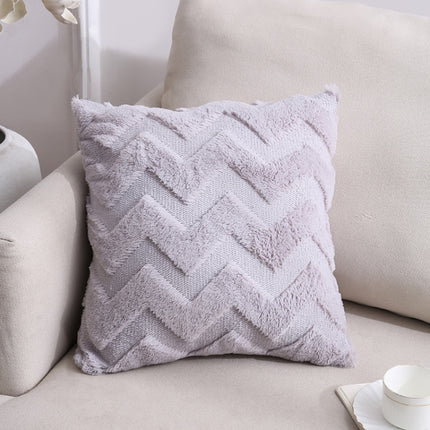 Double-Sided Plush Pillow Home Sofa Cushion Pillowcase, Size: 45x45cm Pillowcase + Core(Gray Big Waves)-garmade.com